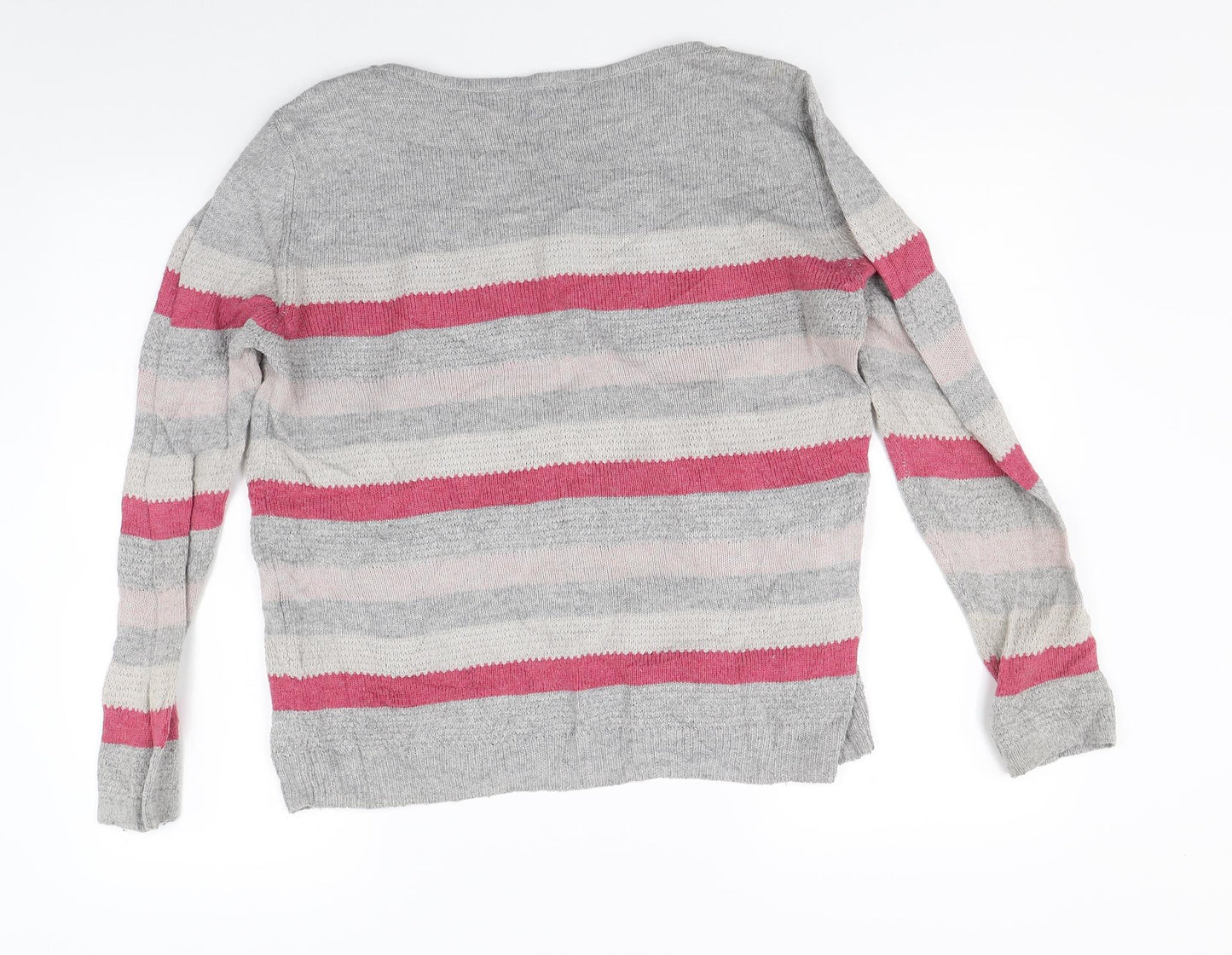 M&Co Womens Grey Striped Knit Pullover Jumper Size 18