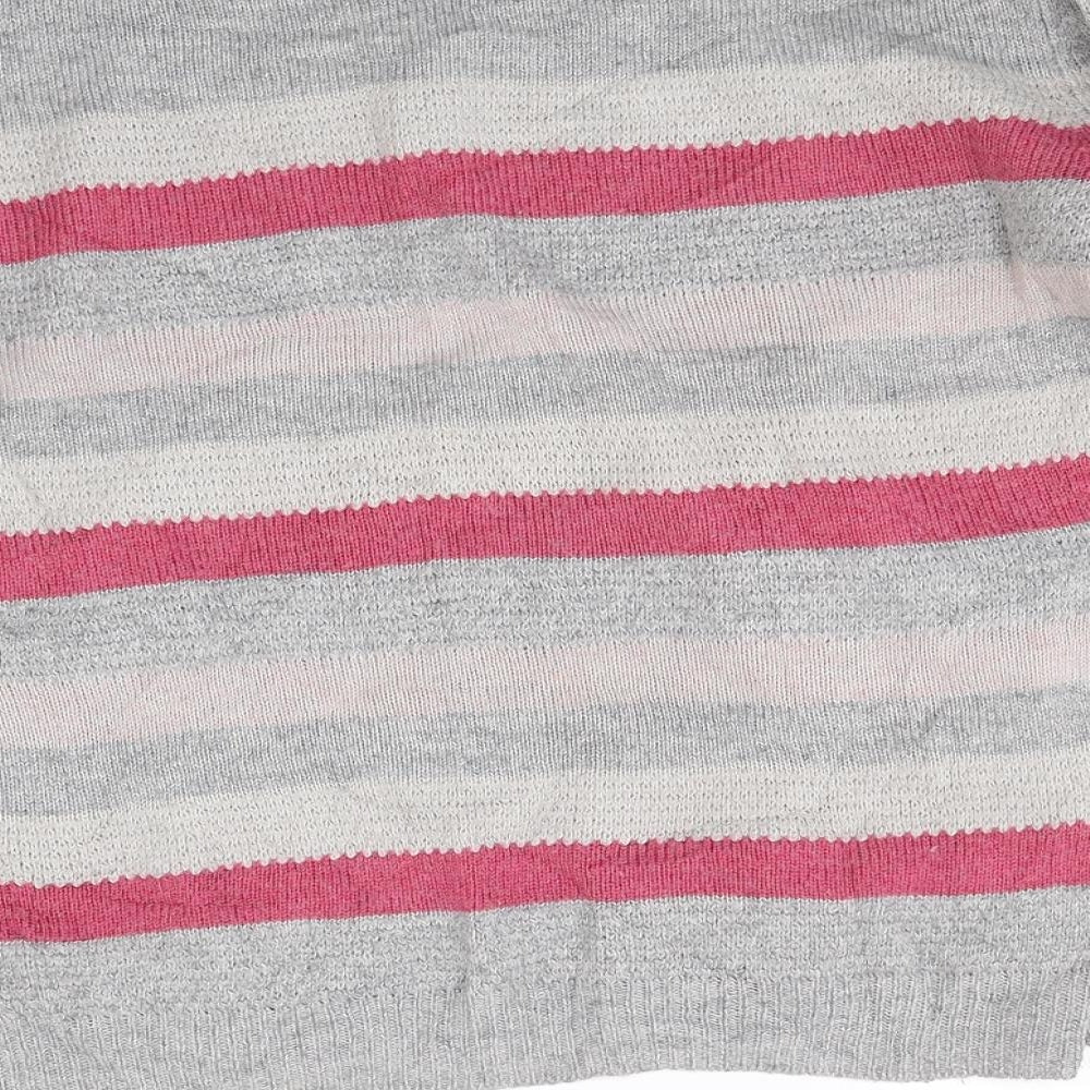 M&Co Womens Grey Striped Knit Pullover Jumper Size 18