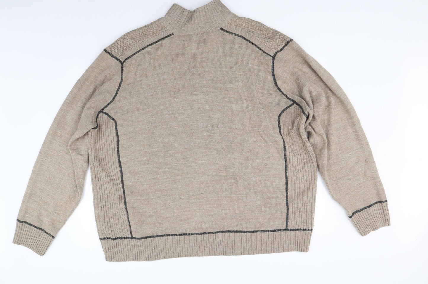 Southbay Mens Beige  Knit Henley Jumper Size 2XL