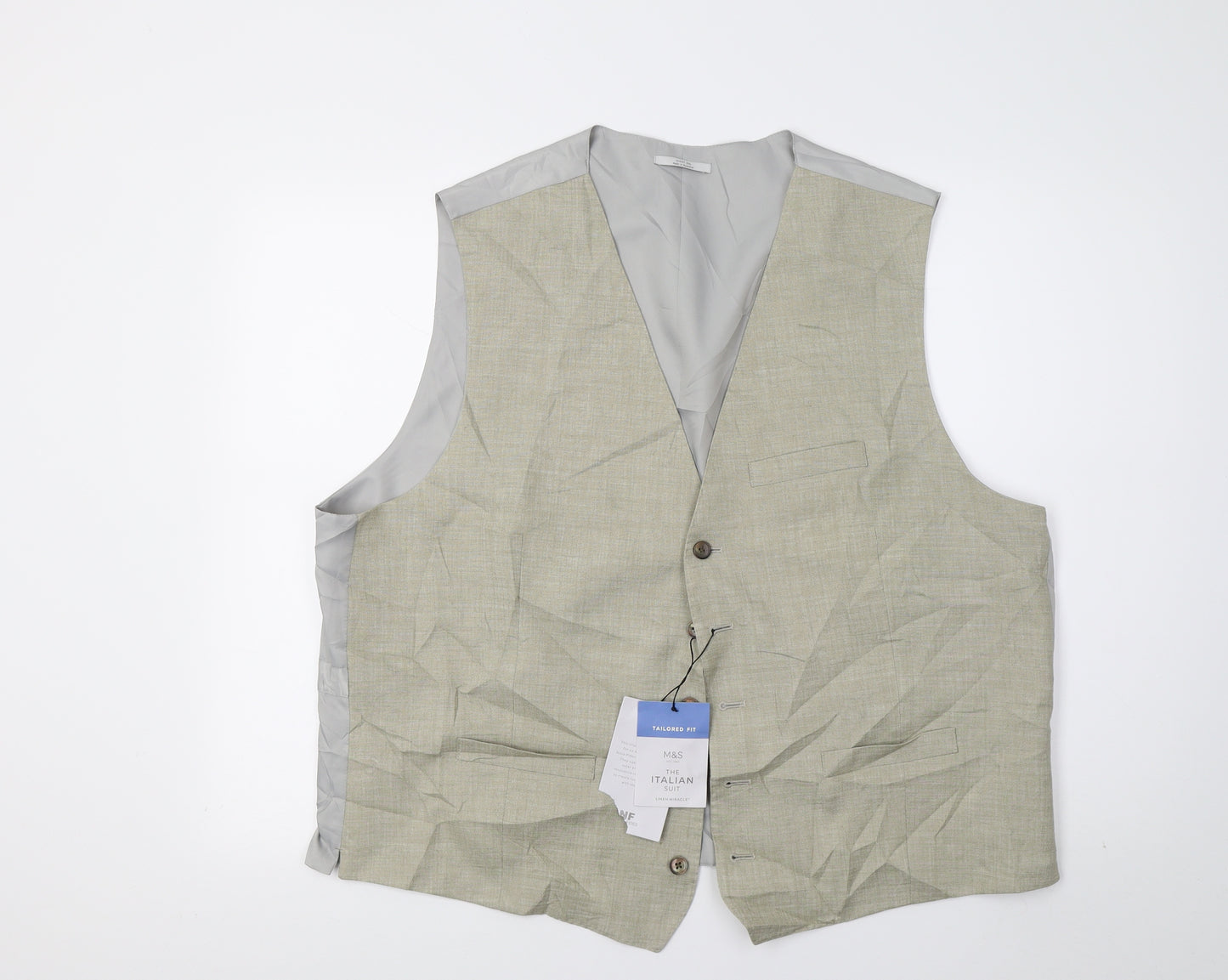 Marks and Spencer Mens Beige   Jacket Waistcoat Size 2XL