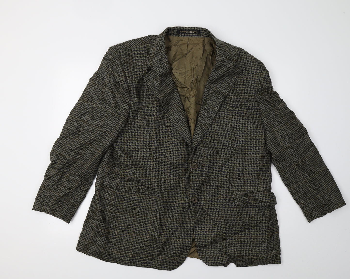 Marks and Spencer Mens Green Check  Jacket Coat Size 46