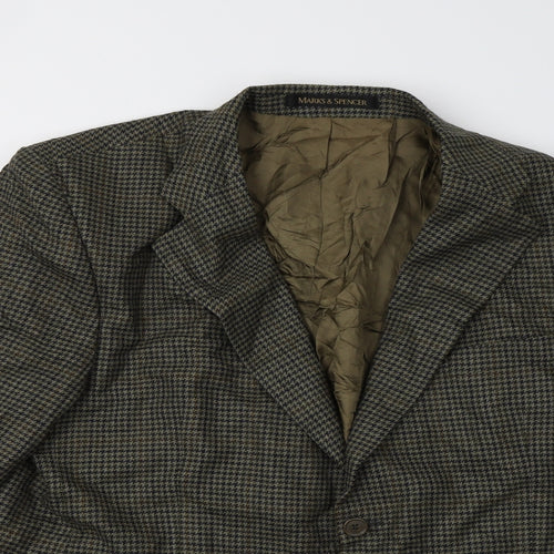 Marks and Spencer Mens Green Check  Jacket Coat Size 46