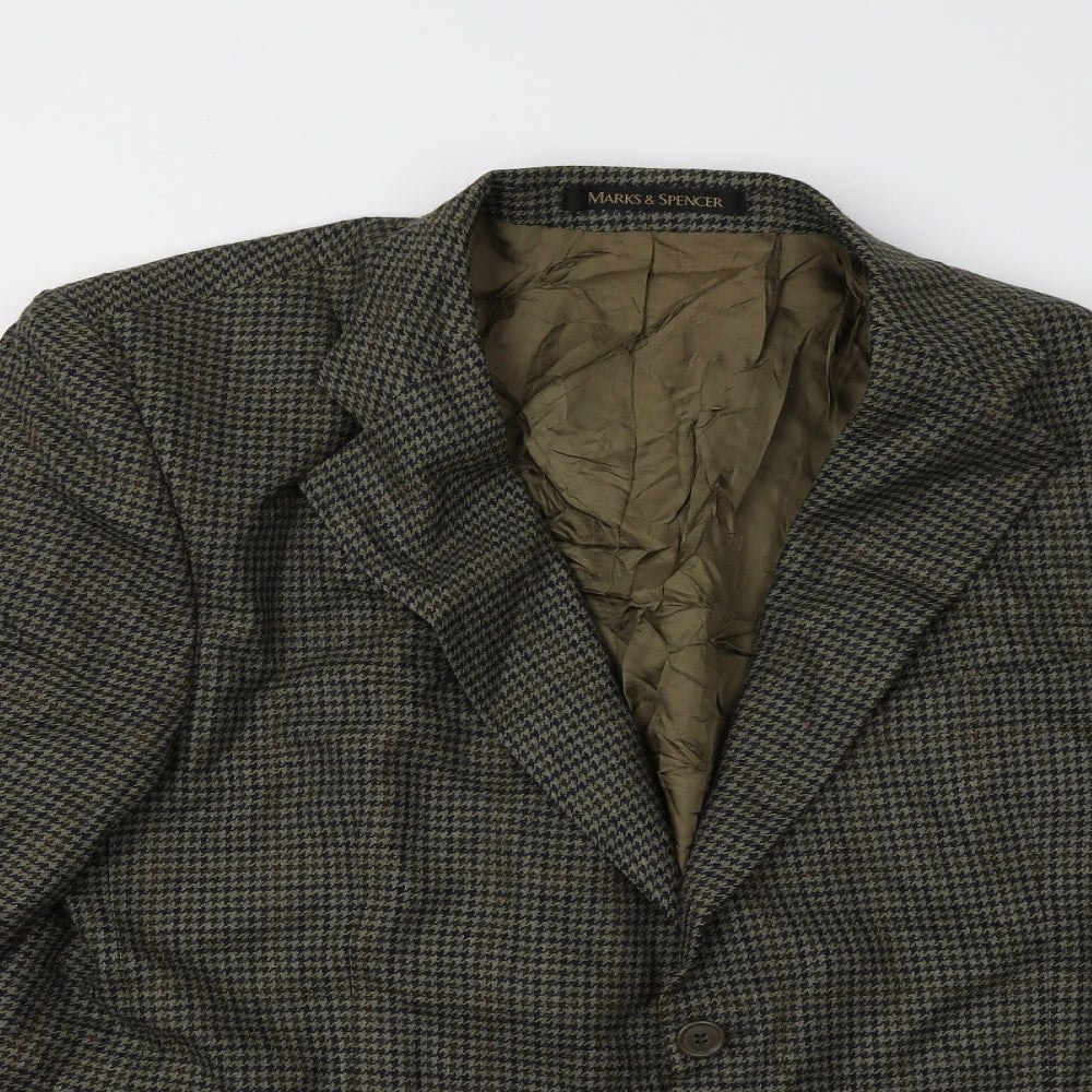 Marks and Spencer Mens Green Check  Jacket Coat Size 46
