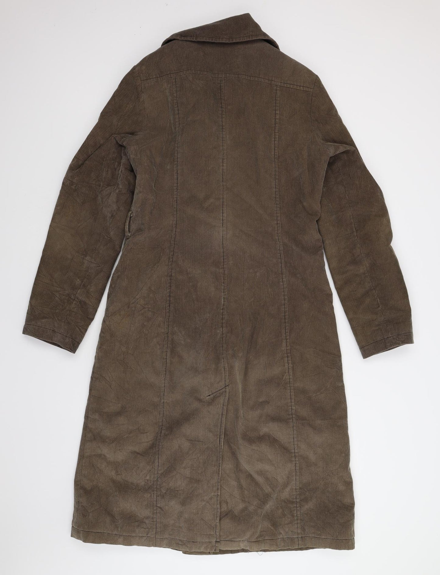 Long Tall Sally Womens Brown  Corduroy Trench Coat Coat Size 12  - Padded