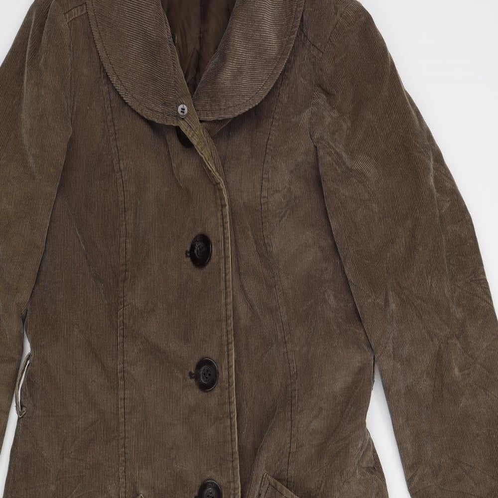 Long Tall Sally Womens Brown  Corduroy Trench Coat Coat Size 12  - Padded