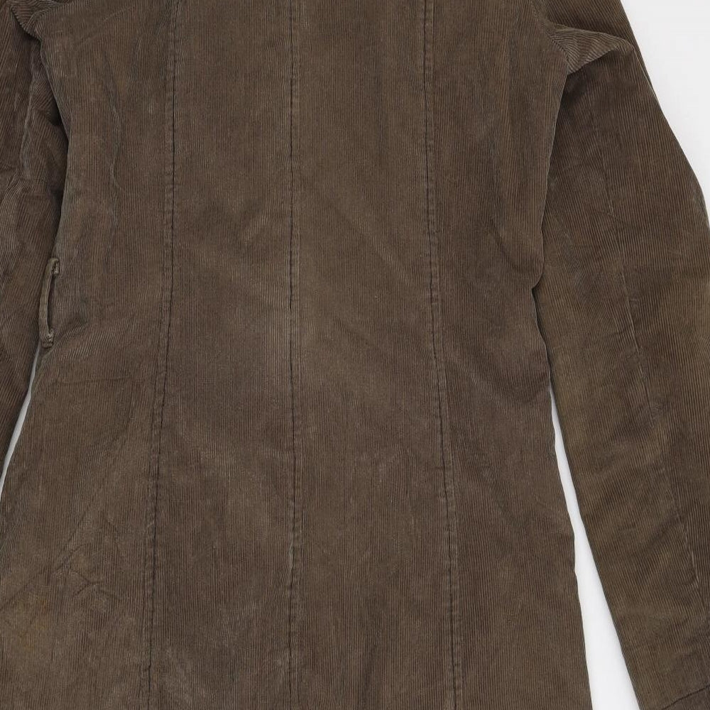 Long Tall Sally Womens Brown  Corduroy Trench Coat Coat Size 12  - Padded