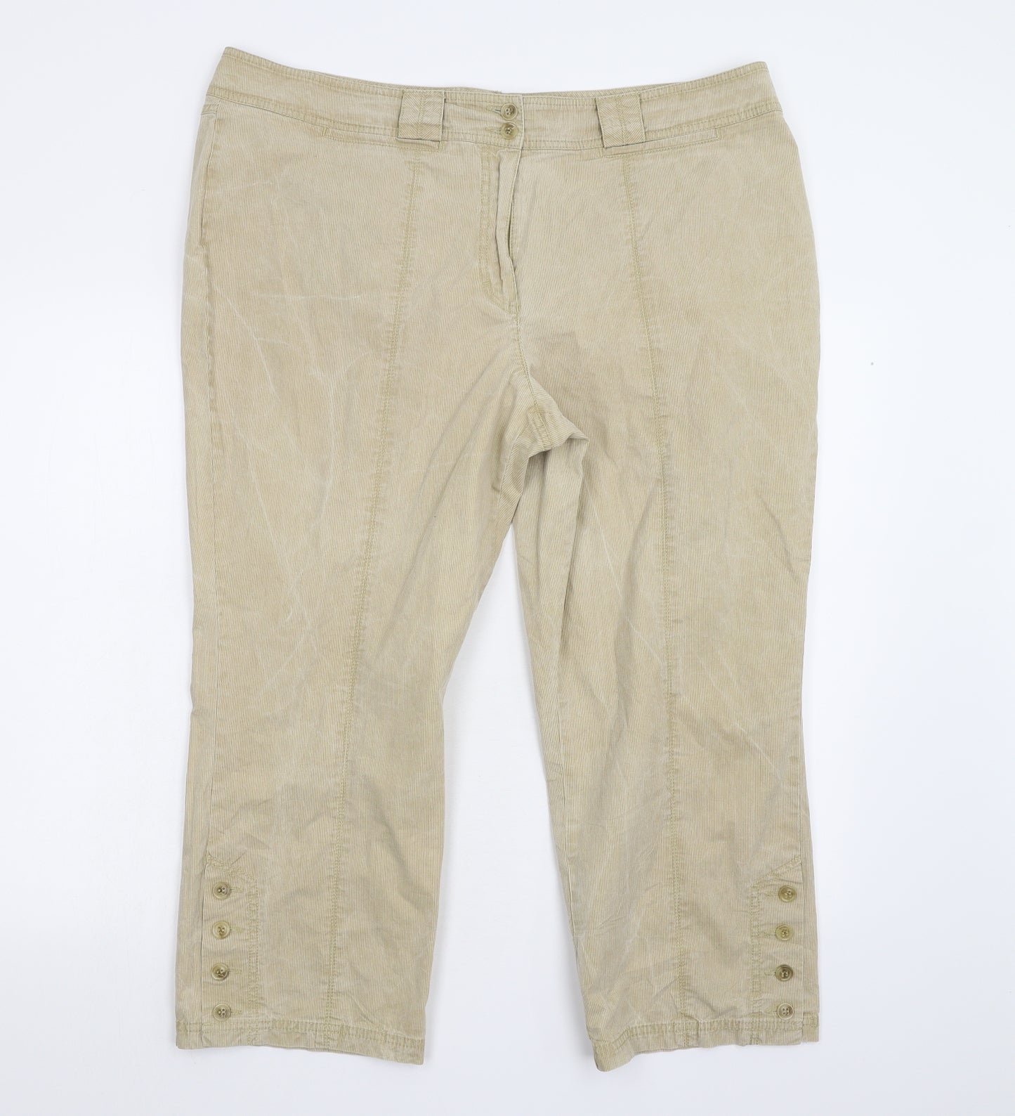 Preworn Womens Beige  Corduroy Trousers  Size 20 L23 in - Cropped