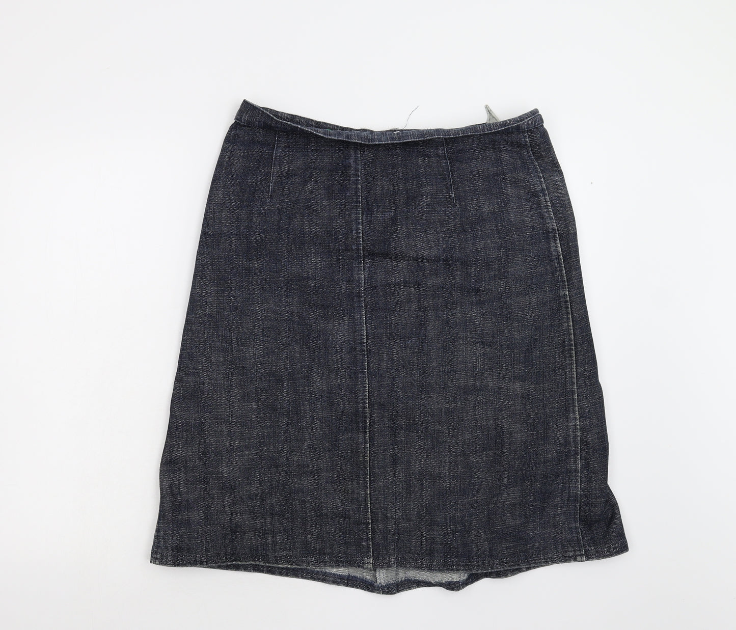United Colors of Benetton Womens Black  Denim A-Line Skirt Size 14