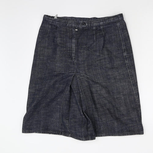 United Colors of Benetton Womens Black  Denim A-Line Skirt Size 14