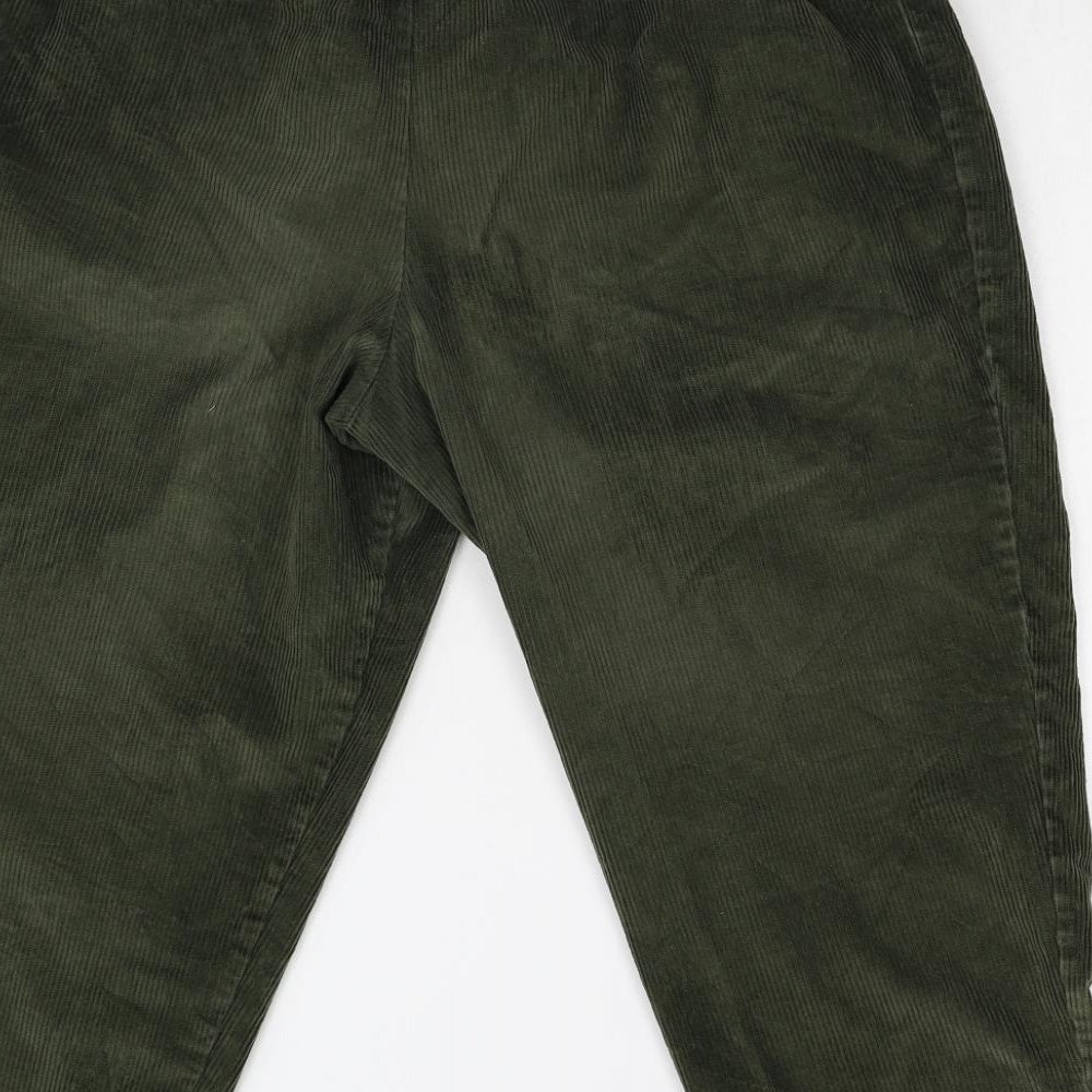 M&S Womens Green  Corduroy Trousers  Size 20 L24 in