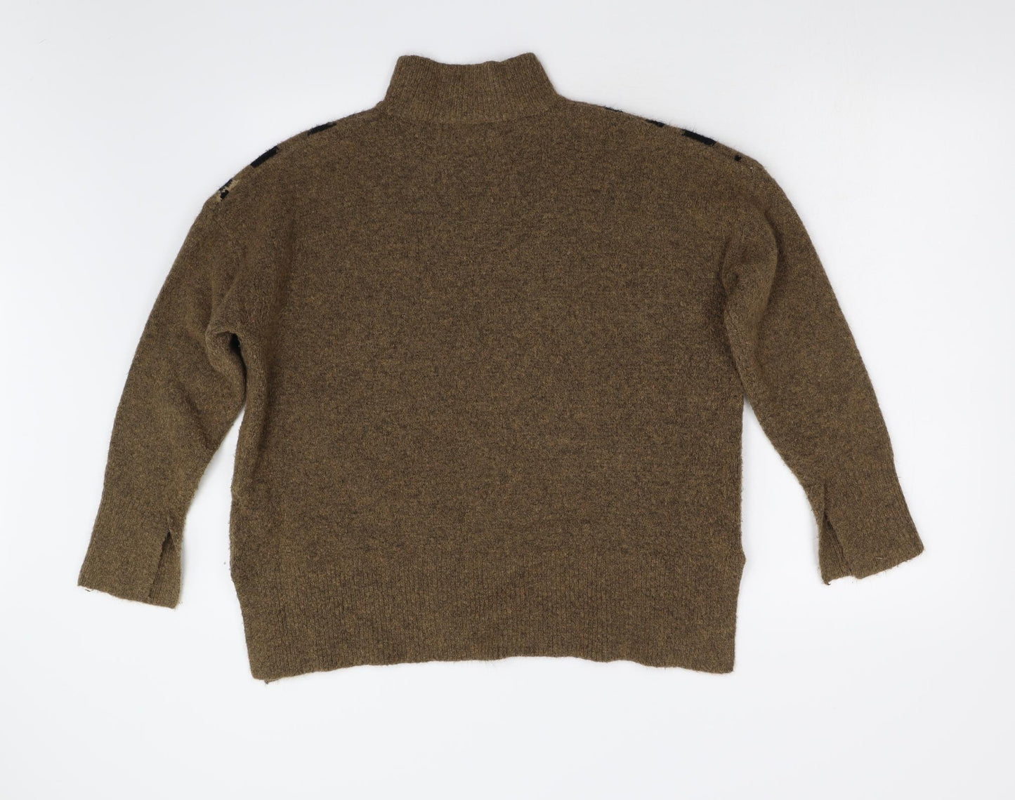 M&S Womens Brown Animal Print Knit Pullover Jumper Size L