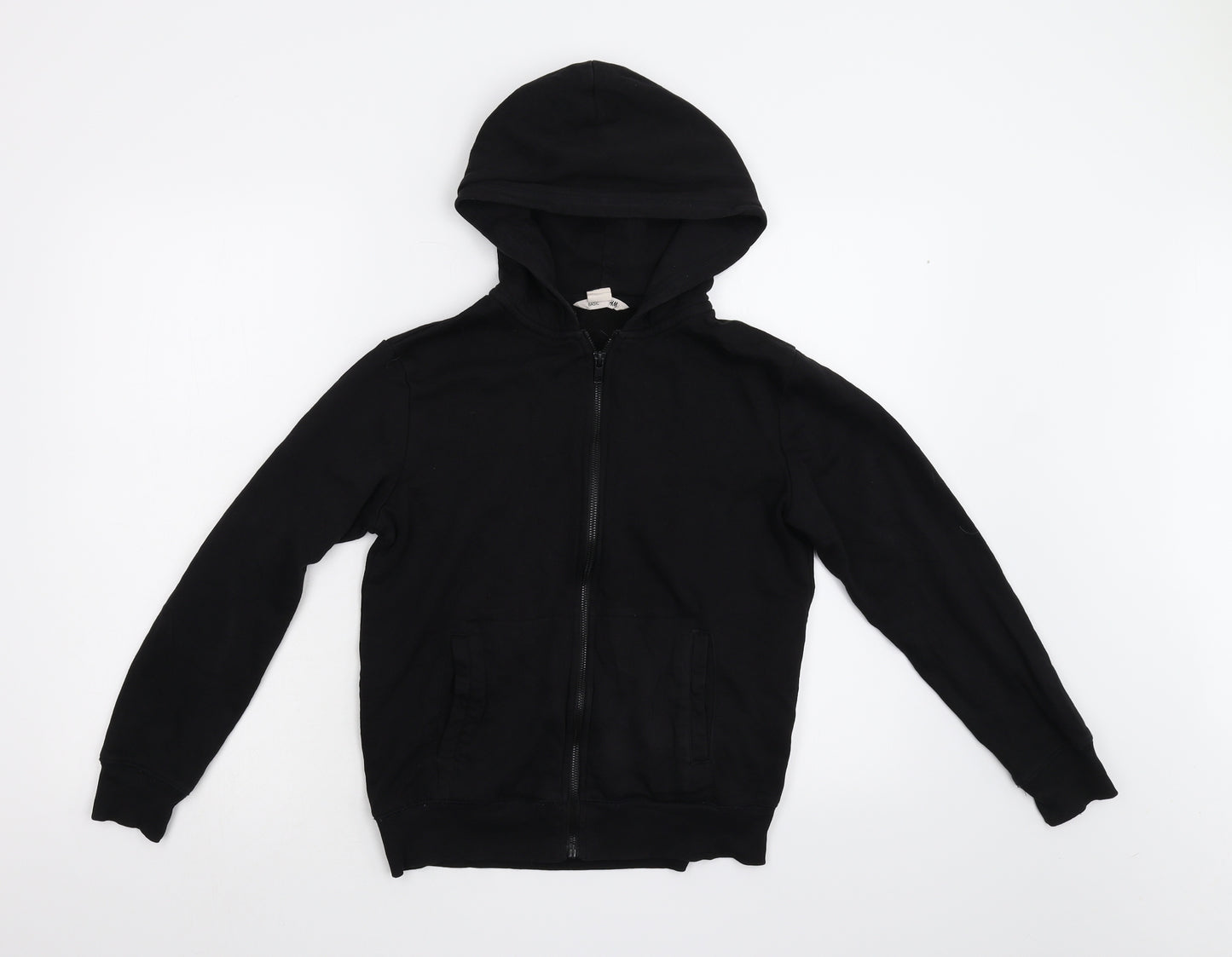 H&M Boys Black  Fleece Full Zip Hoodie Size 10-11 Years