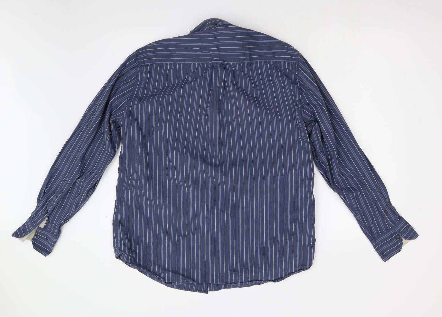 Maine Mens Blue Striped   Button-Up Size M