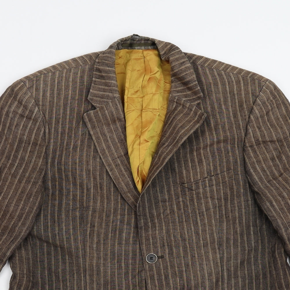 Preworn Mens Brown Striped  Jacket Blazer Size 40