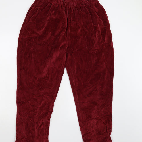 Preworn Womens Red  Velour Jogger Trousers Size XL L28 in