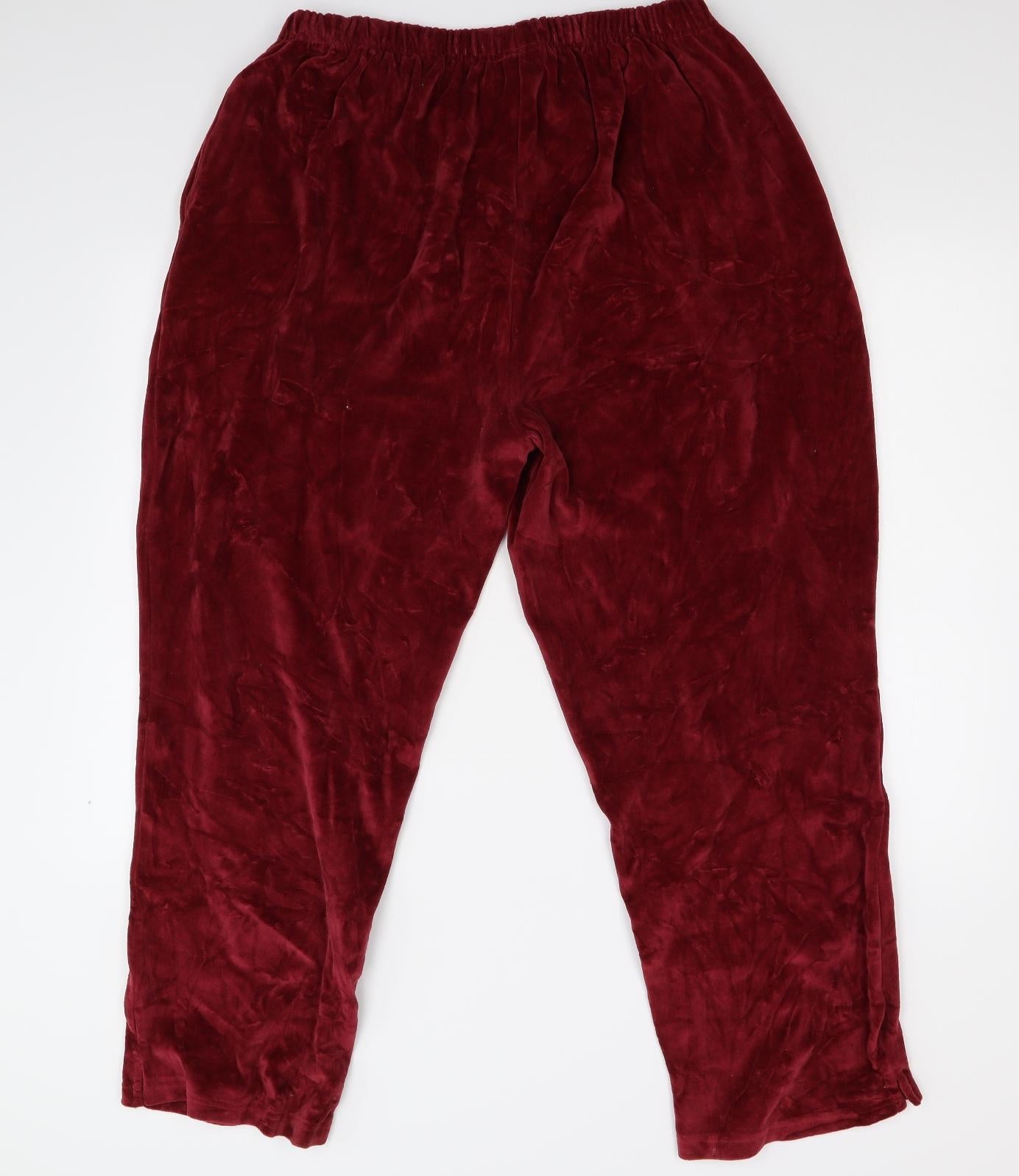 Preworn Womens Red  Velour Jogger Trousers Size XL L28 in