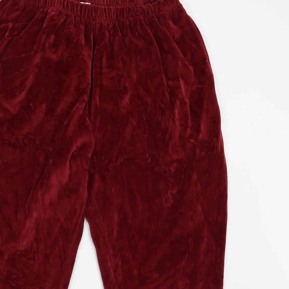 Preworn Womens Red  Velour Jogger Trousers Size XL L28 in