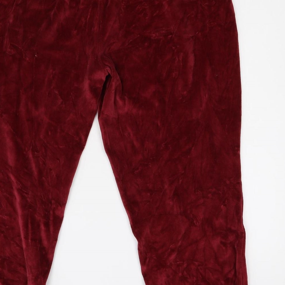 Preworn Womens Red  Velour Jogger Trousers Size XL L28 in