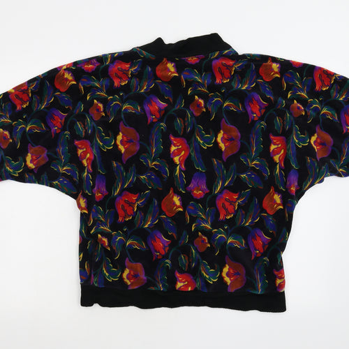 M&S Womens Multicoloured Floral Velour Pullover Jumper Size 14  - Bat Wing