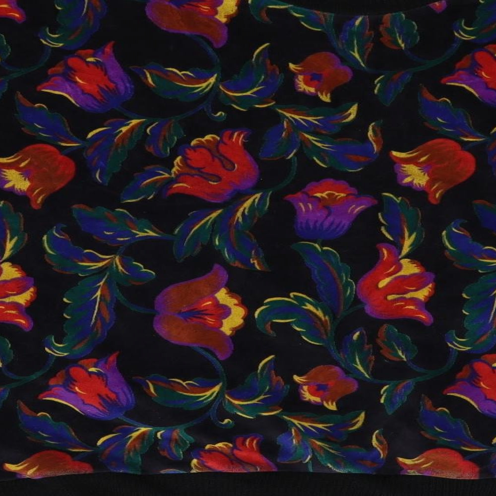 M&S Womens Multicoloured Floral Velour Pullover Jumper Size 14  - Bat Wing