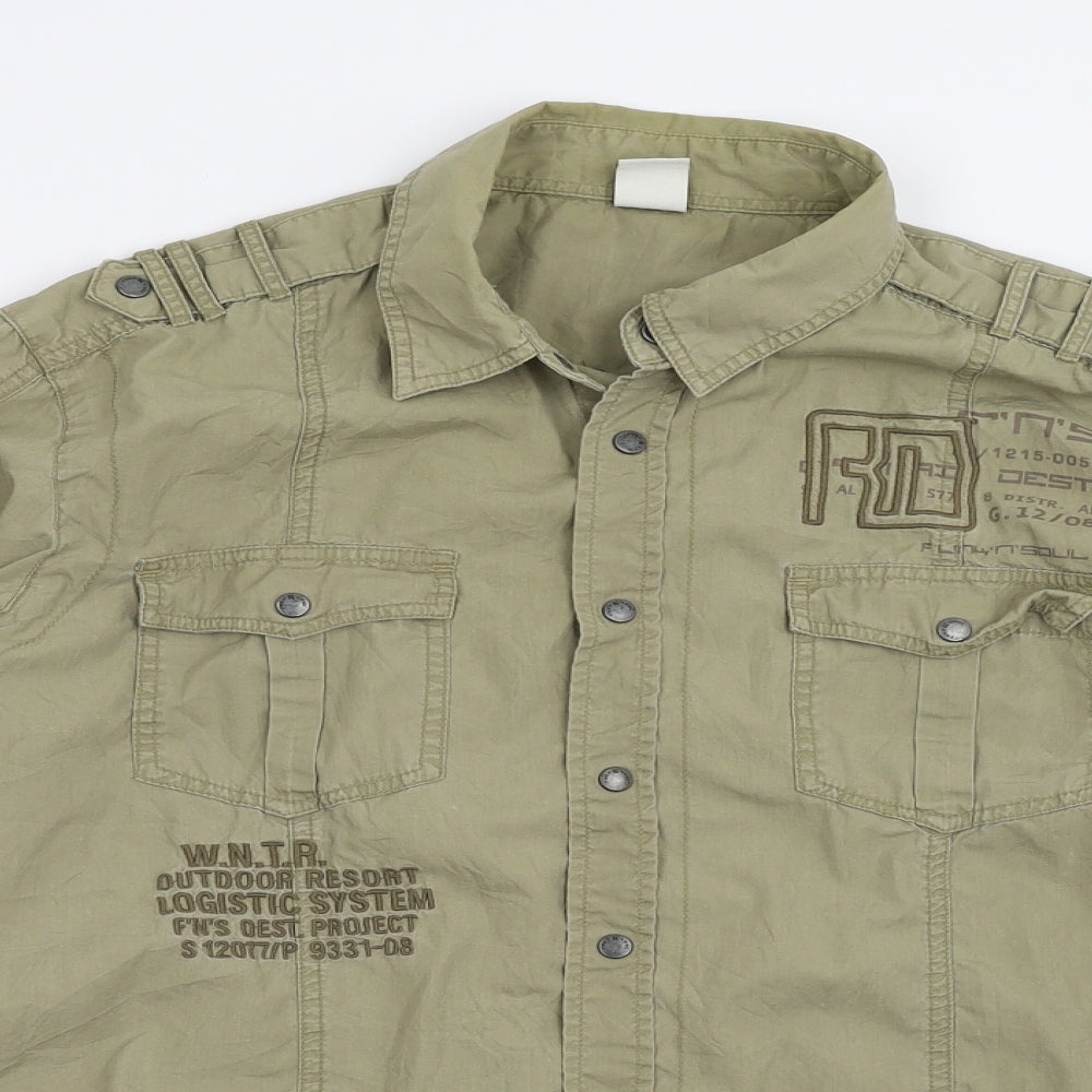 Funk n Soul Mens Beige    Button-Up Size M