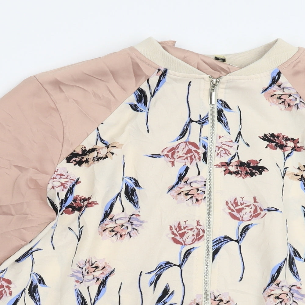 Miss Selfridge Womens Pink Floral  Bomber Jacket Jacket Size 10