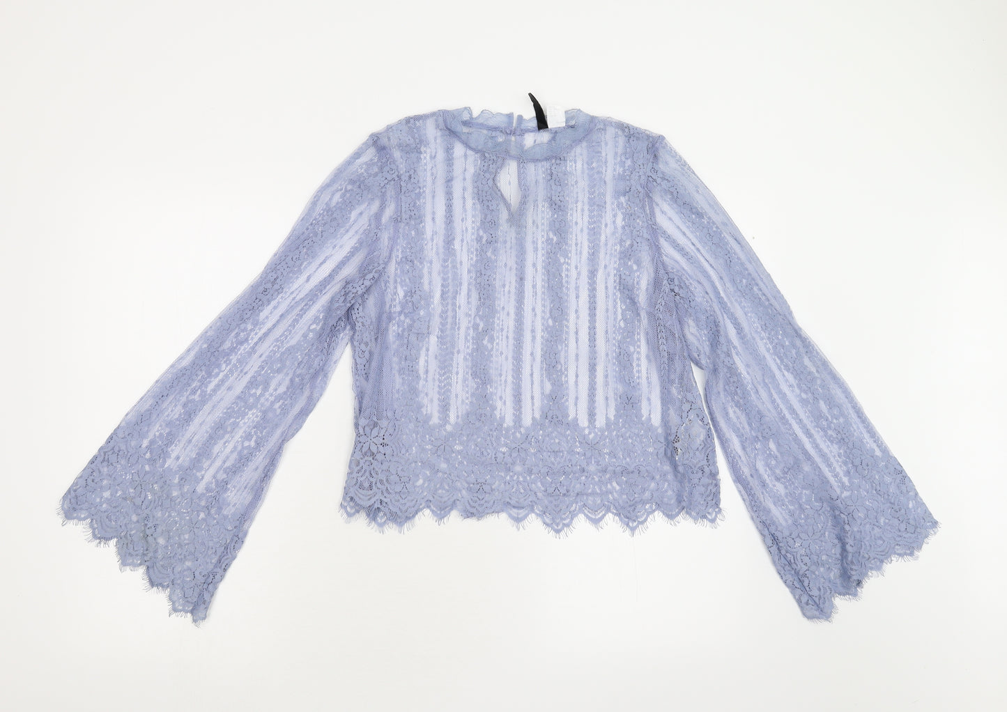 Divided Womens Blue  Lace Basic Blouse Size M