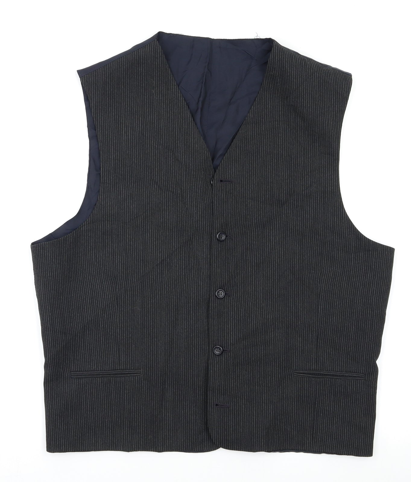 Preworn Mens Grey Striped   Waistcoat Size L