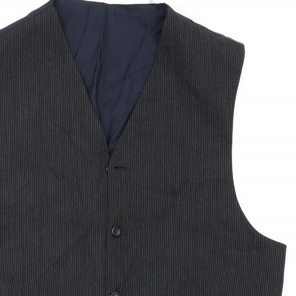 Preworn Mens Grey Striped   Waistcoat Size L