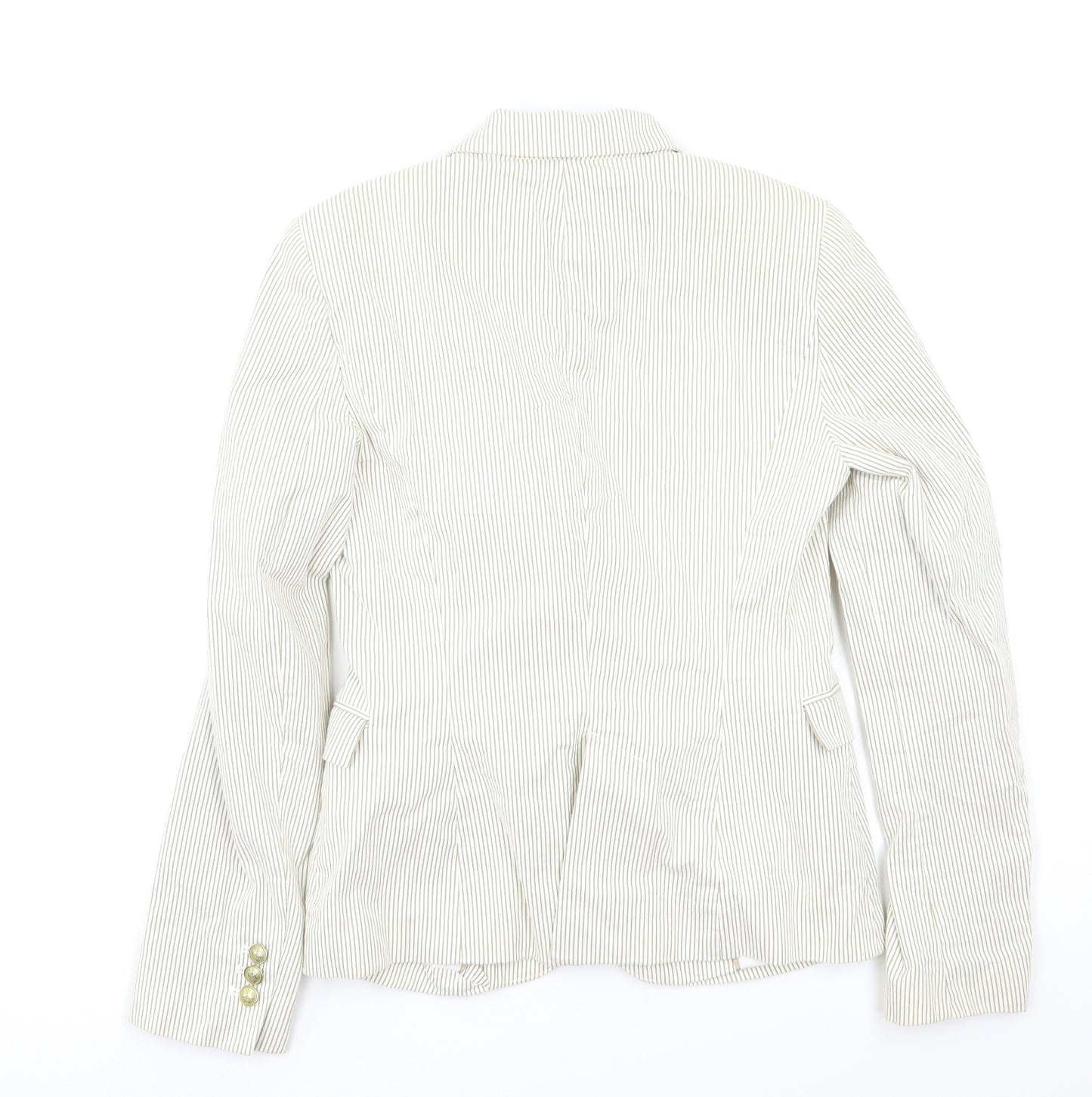 Zara Womens White Striped  Jacket Blazer Size S