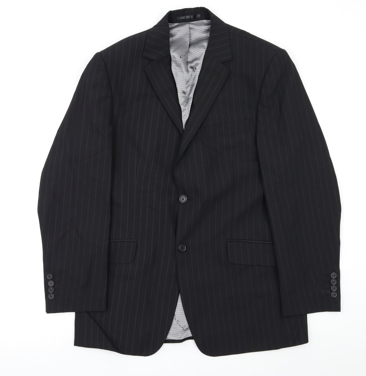 Ben Sherman Mens Black Striped  Jacket Blazer Size L