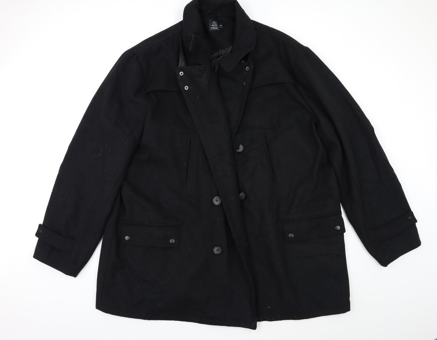 Black Label Womens Black   Pea Coat Coat Size 3XL