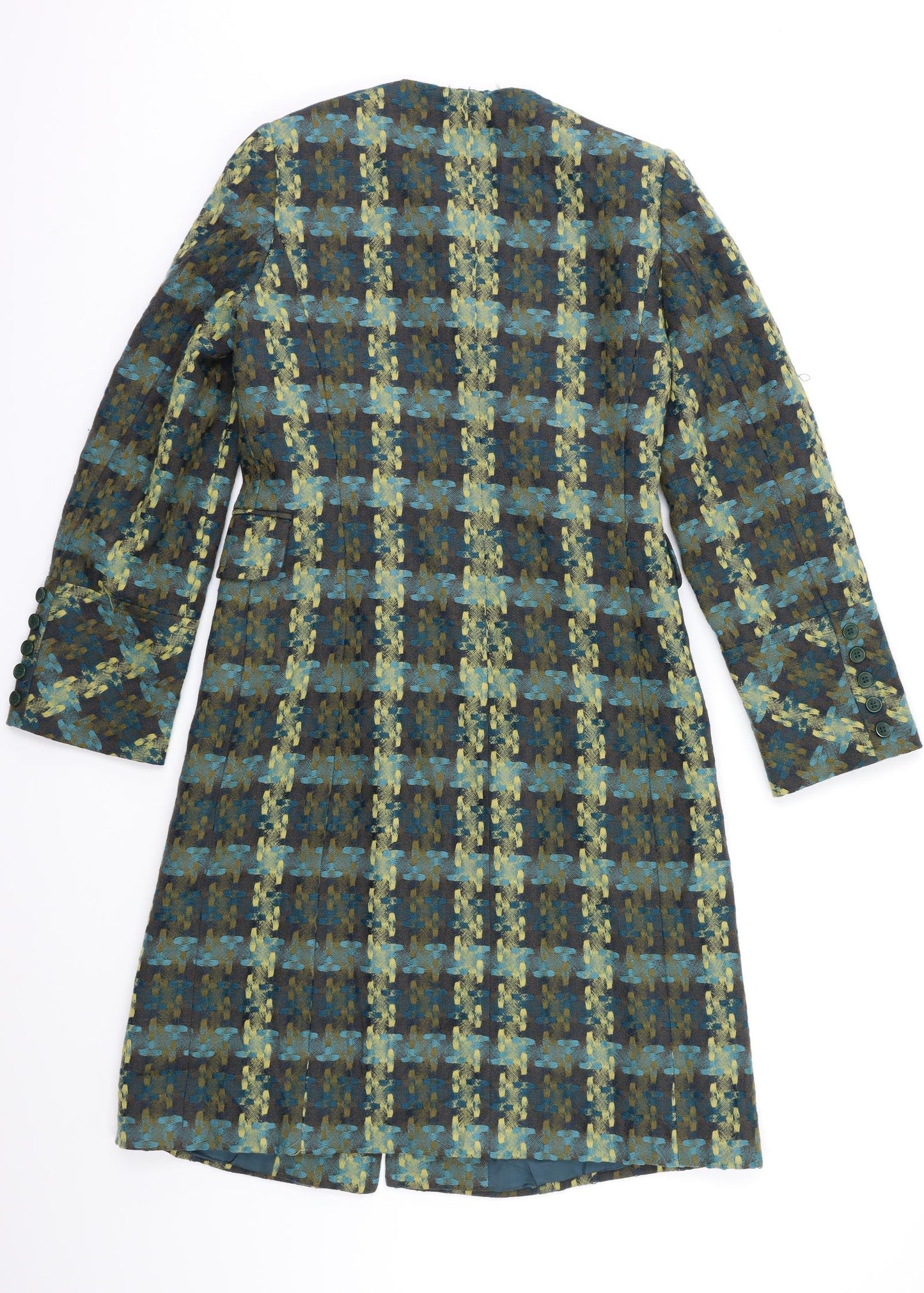 Principles Womens Green Geometric  Overcoat Coat Size 8