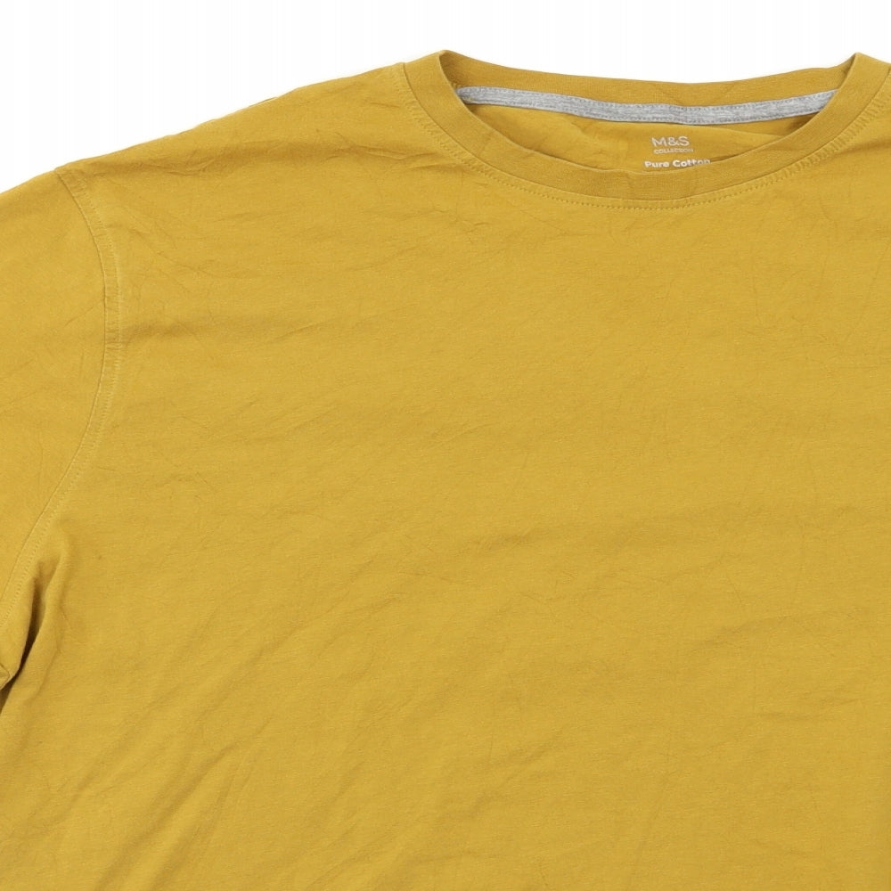 M&S Mens Yellow    T-Shirt Size L