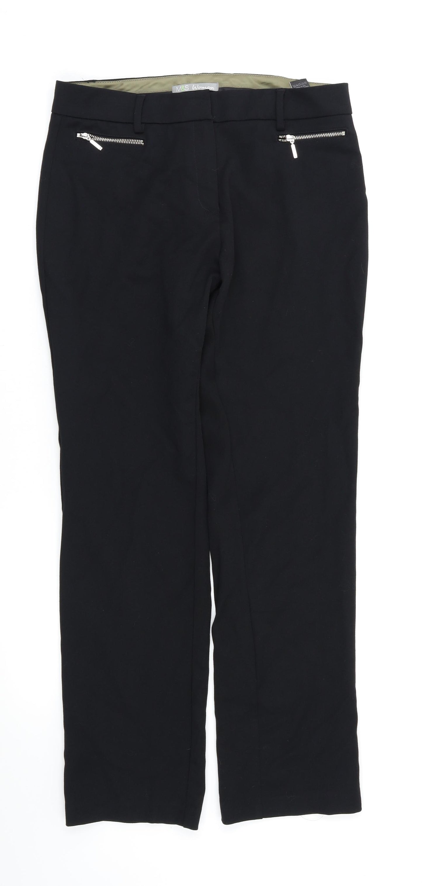 M&S Womens Black   Dress Pants Trousers Size 12 L28 in