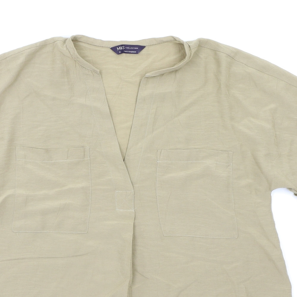 M&S Womens Beige   Basic Blouse Size 12
