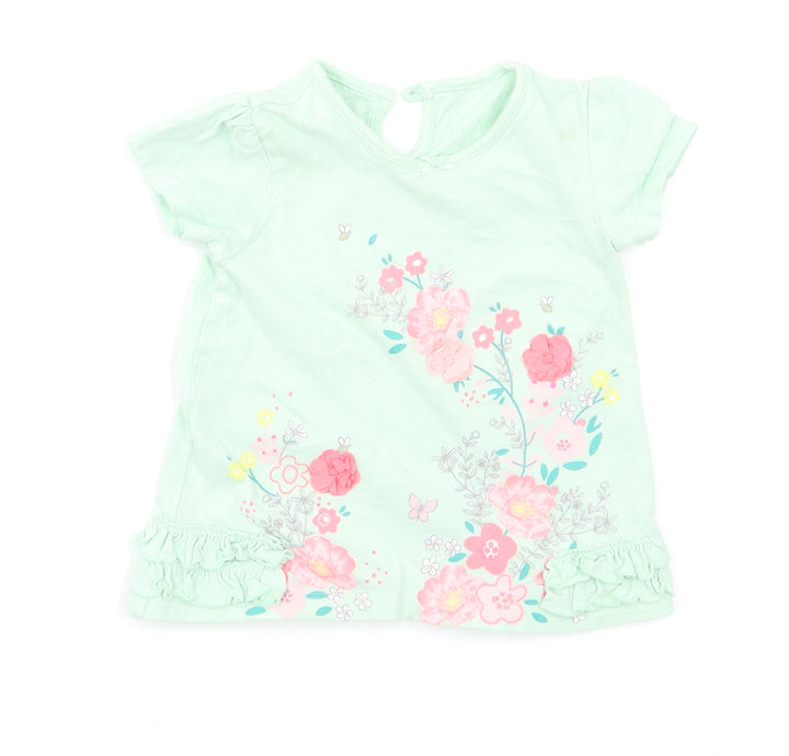 George Baby Green Floral Basic Blouse Size 6-9 Months