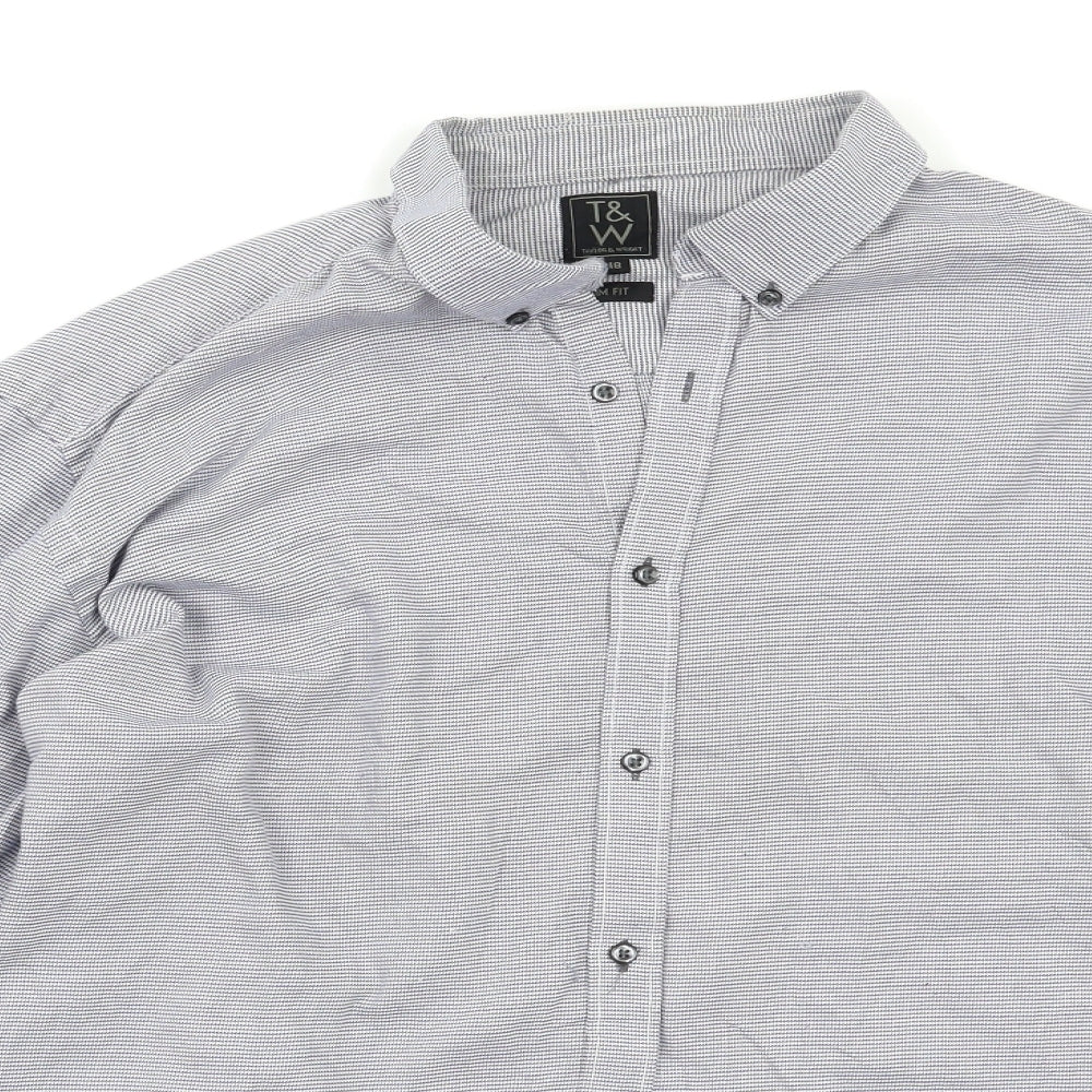 Taylor & Wright Mens Grey Check   Dress Shirt Size 18