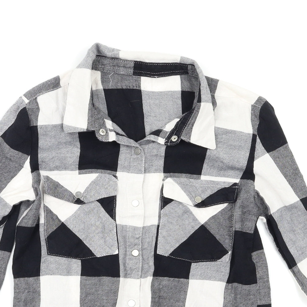Preworn Boys Black Check  Basic Button-Up Size 7-8 Years