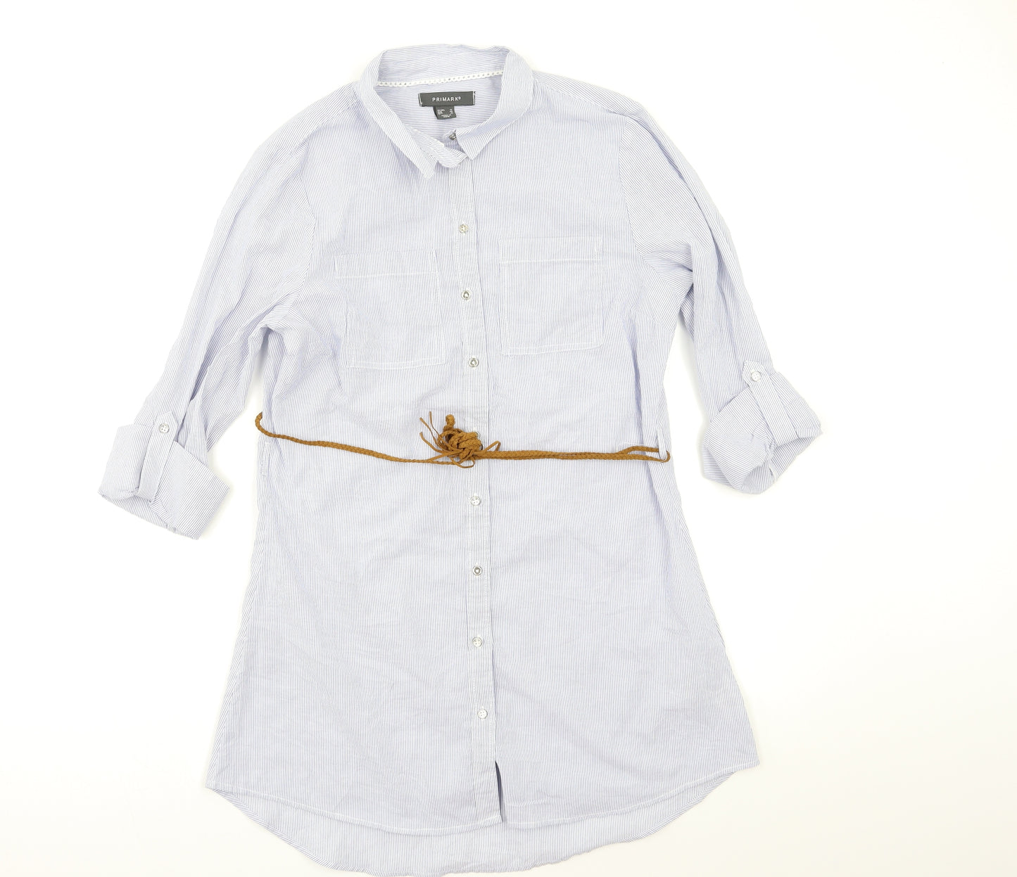 Primark Womens Blue Striped  Tunic Button-Up Size 12