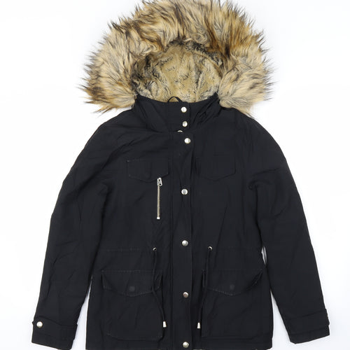 Topshop Womens Black   Pea Coat Coat Size 6