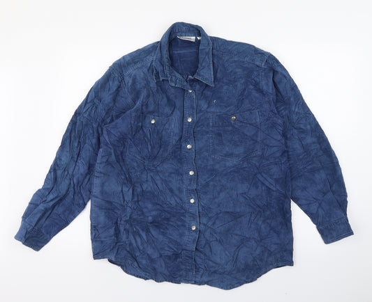 Front view of Cotton Republic men’s blue polo, size 14
