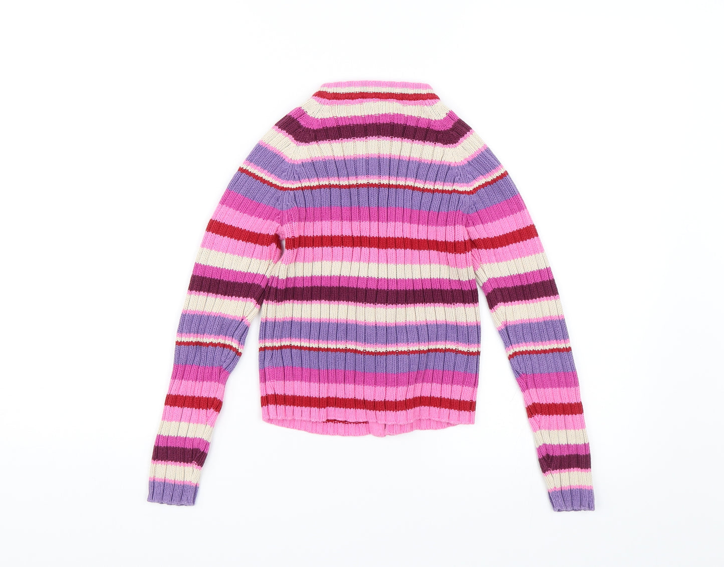 NEXT Girls Pink Striped  Full Zip Jumper Size 7-8 Years