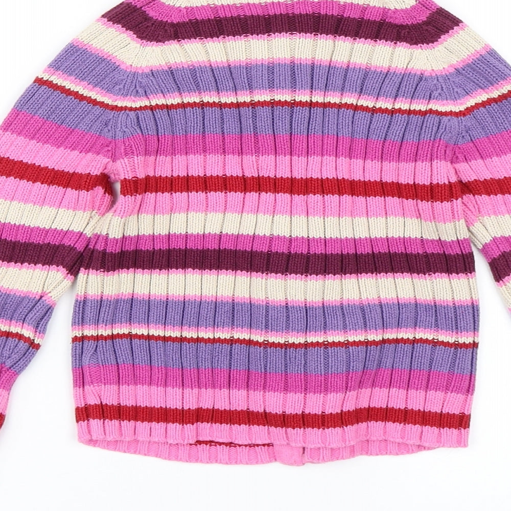 NEXT Girls Pink Striped  Full Zip Jumper Size 7-8 Years