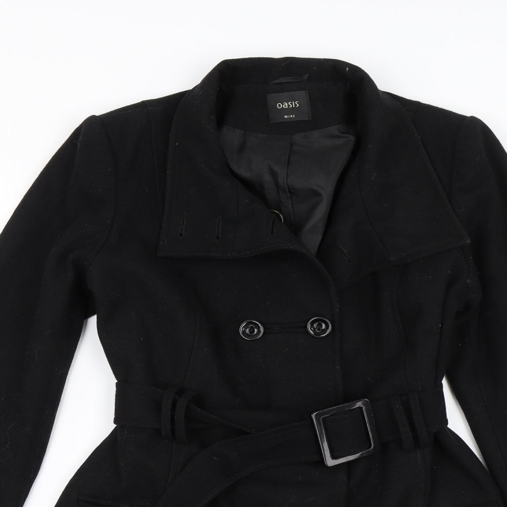 Oasis Womens Black   Overcoat Jacket Size 16