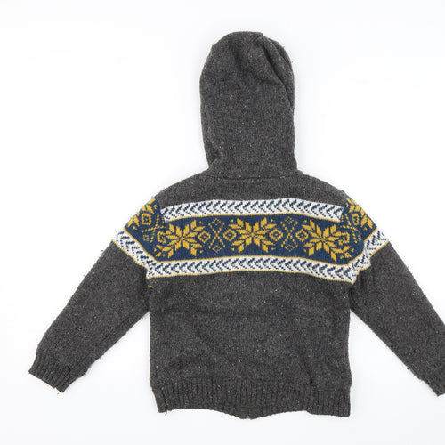 Primark Girls Grey Fair Isle  Full Zip Hoodie Size 7-8 Years