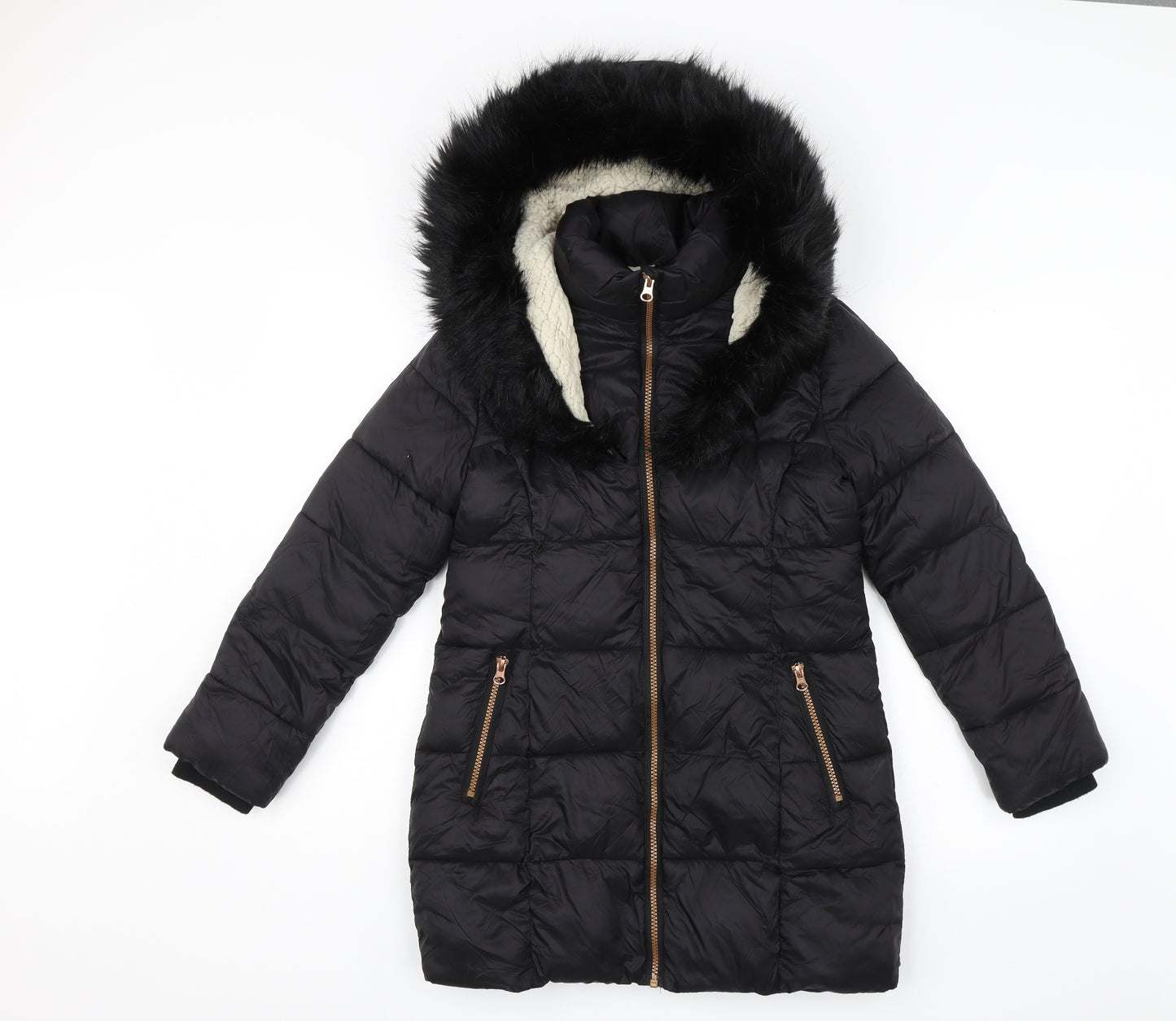 V by Very Girls Black   Parka Jacket Size 11 Years