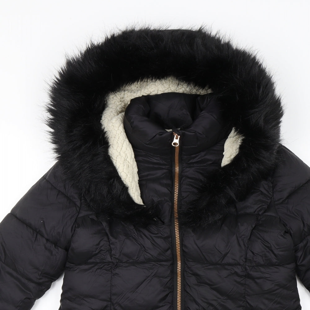 V by Very Girls Black   Parka Jacket Size 11 Years