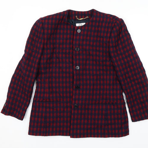 Vivella Womens Red Plaid  Overcoat Jacket Size 12