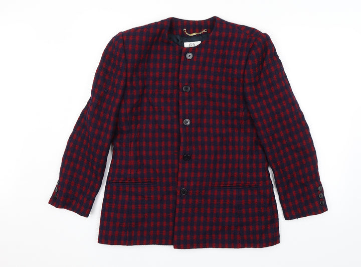 Vivella Womens Red Plaid  Overcoat Jacket Size 12